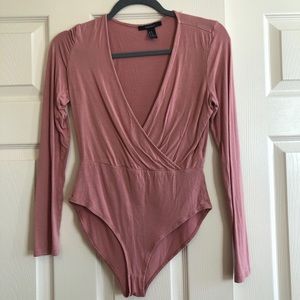 Forever 21 Long Sleeve Pink Bodysuit Size M